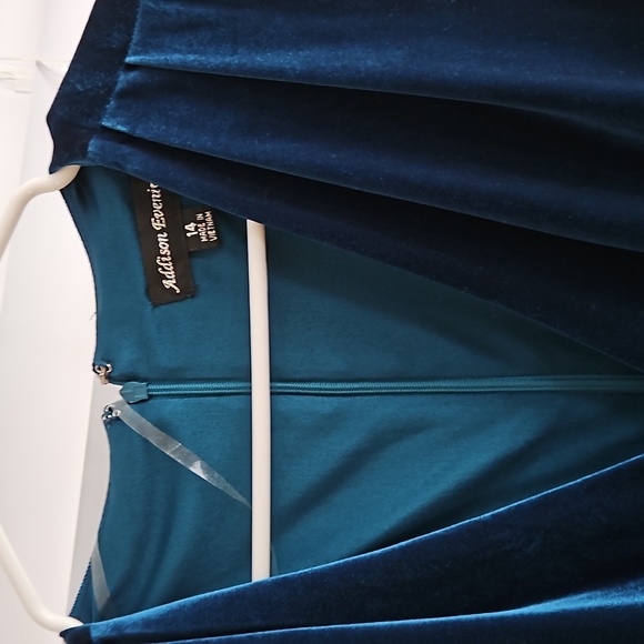 Blue Green Jumpsuit, Carwash Style Flair Legs - Picture 2 of 3